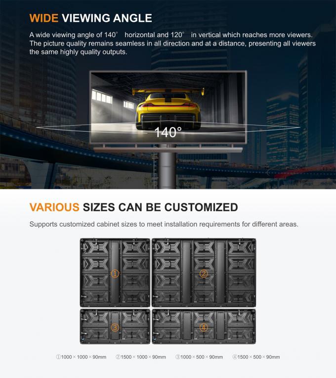 Pantalla de pantalla LED fija exterior P3.91 P4.81 P6.25 P7.8 P10.4 Pared de vídeo LED de color completo delgada 6