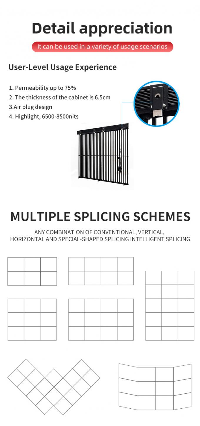 Pantalla LED transparente Pantalla LED de vidrio transparente Pantalla LED de pared de video transparente Panel flexible Pantalla LED de alto brillo 2