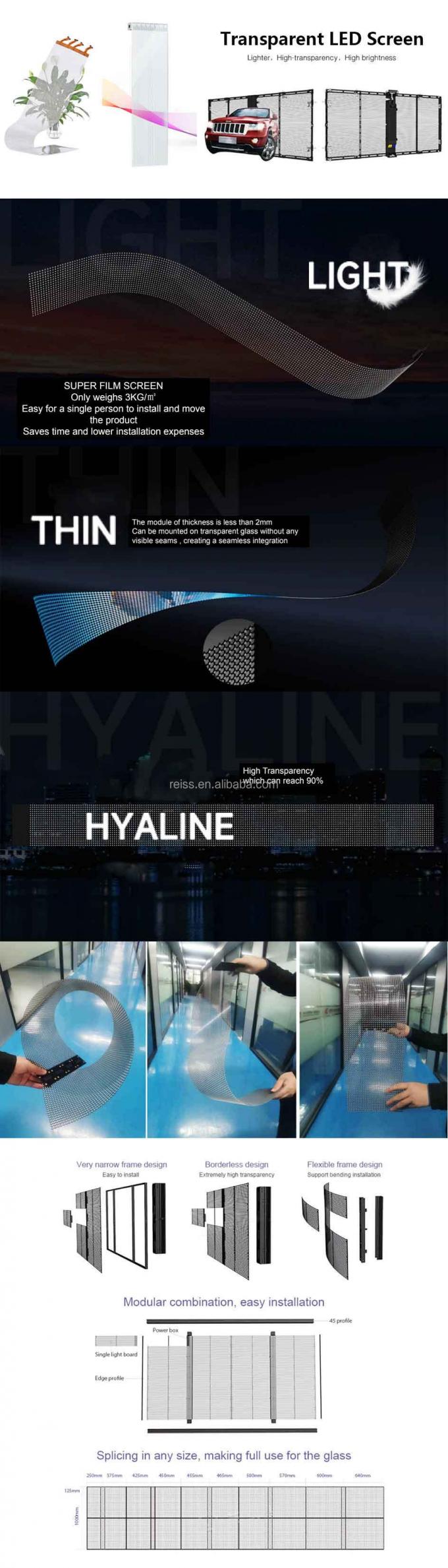 Pantalla LED de vidrio P3.91-7.81 HD Transparente Publicidad Pantalla LED transparente 2