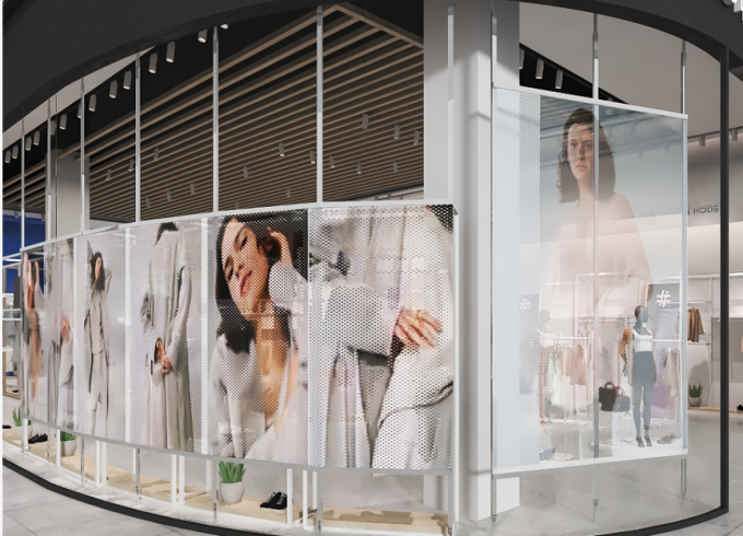 Pantalla de visualización LED transparente para interiores P3.91Pantalla de visualización LED de vidrio de pared LED 0