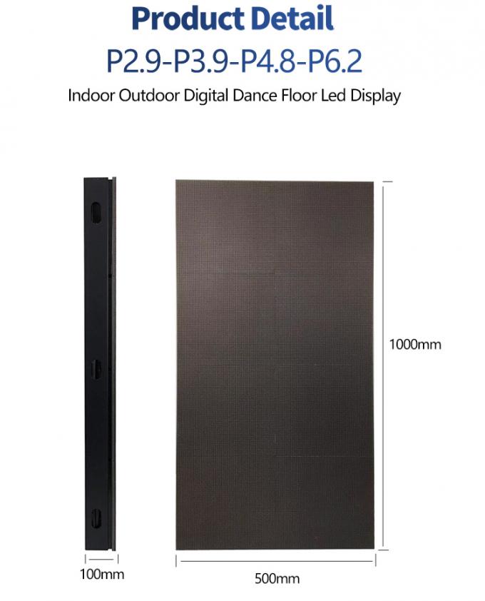 Pantalla de danza LED Panel de azulejos de alquiler 500 * 1000 Alta actualización Led escenario de bodas pantalla de pared P2.9 pantalla LED interactiva 3