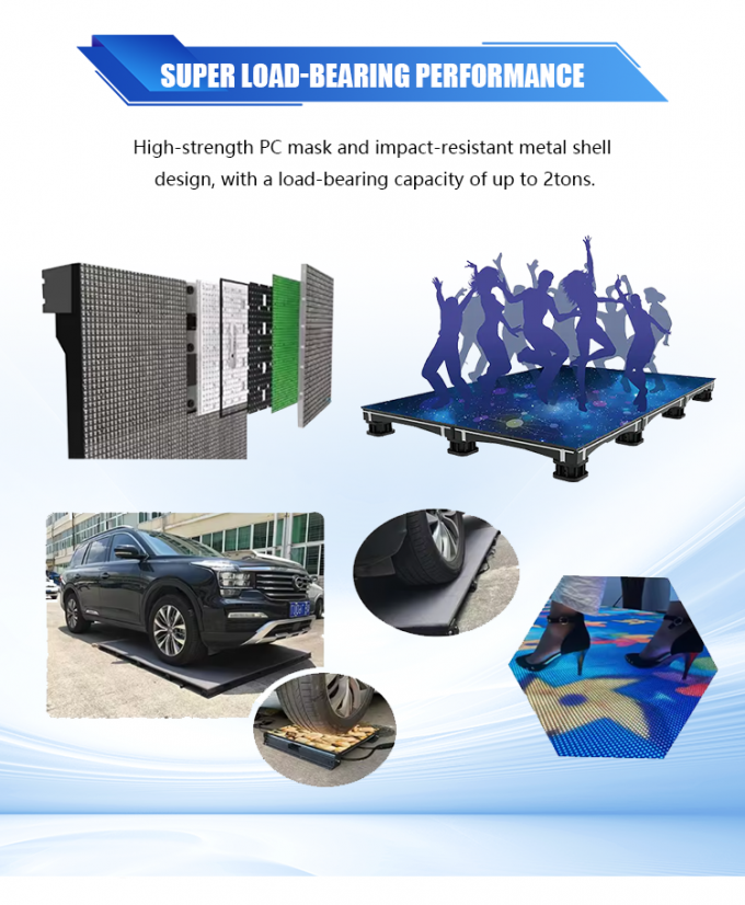 Display de panel 3D para escenarios y pisos de baile Interactiva pantalla de azulejos LED P2.6 P2.97 P3.91 pantalla de led 5